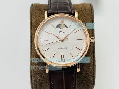 IWC Portofino White Moonphase Dial Rose Gold Swiss Replica Watch 40MM